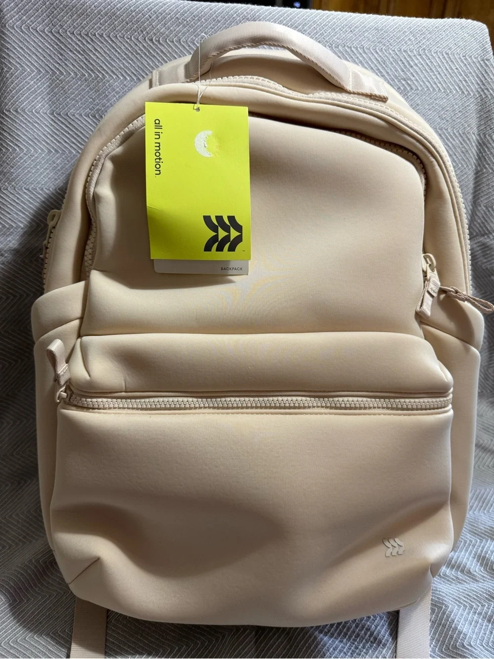 all in motion Cream Backpack with school supplies - Ready For back to school.